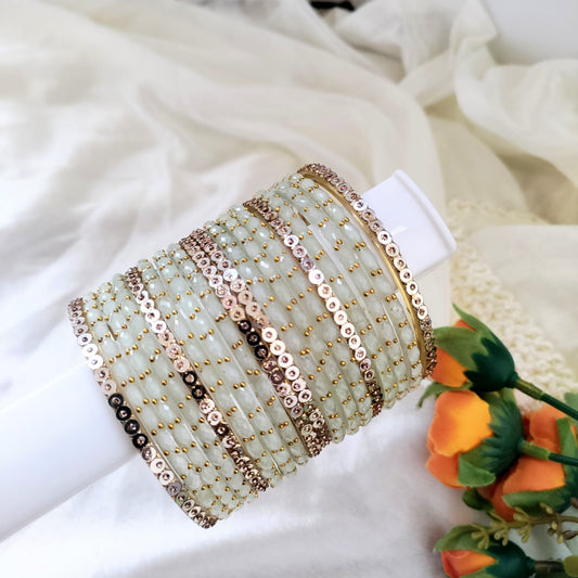 Glass bangles - Golden 6pcs