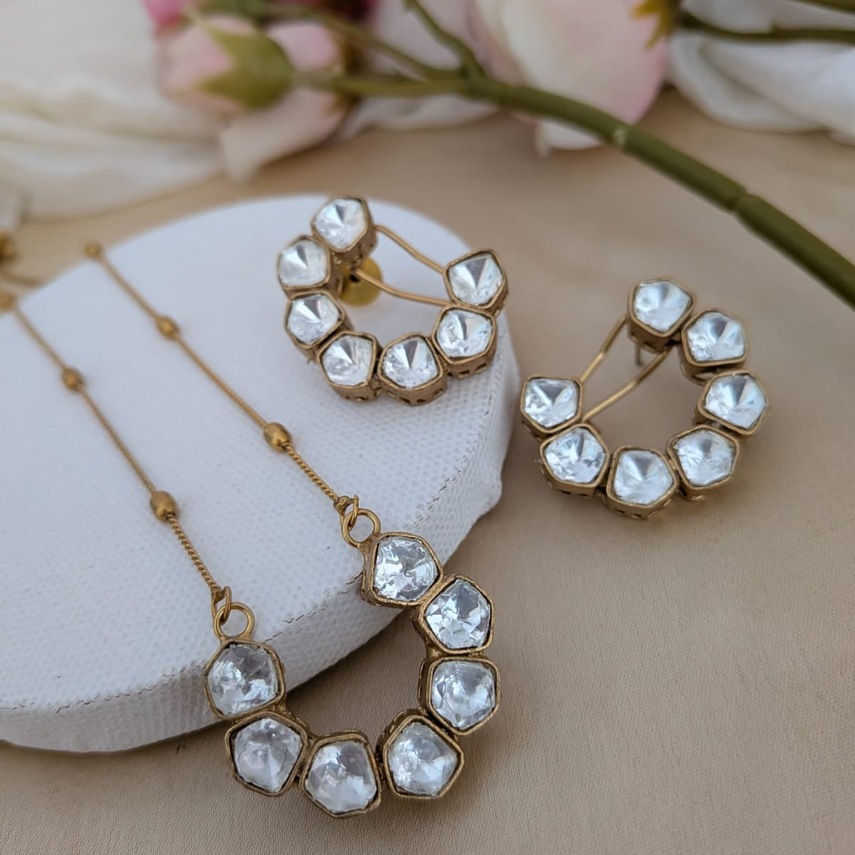 Kundan stone chain set