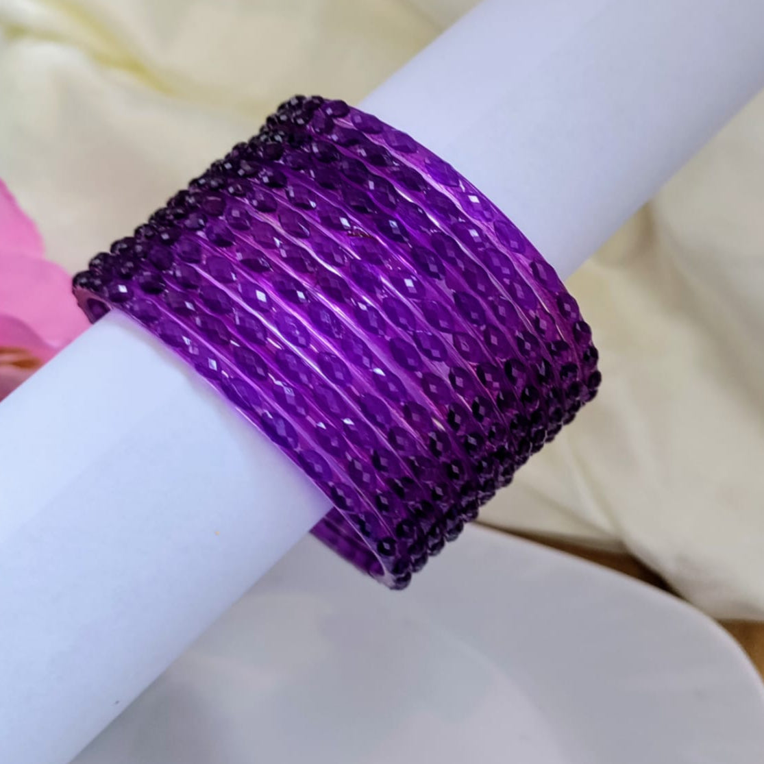 Raindrop Glass Bangles Plain - Crystal cut