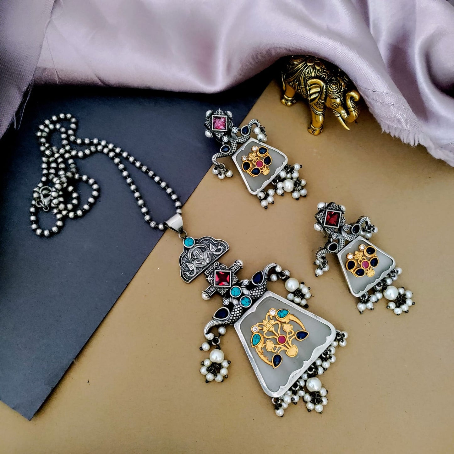 Ruby stone sla long chain set