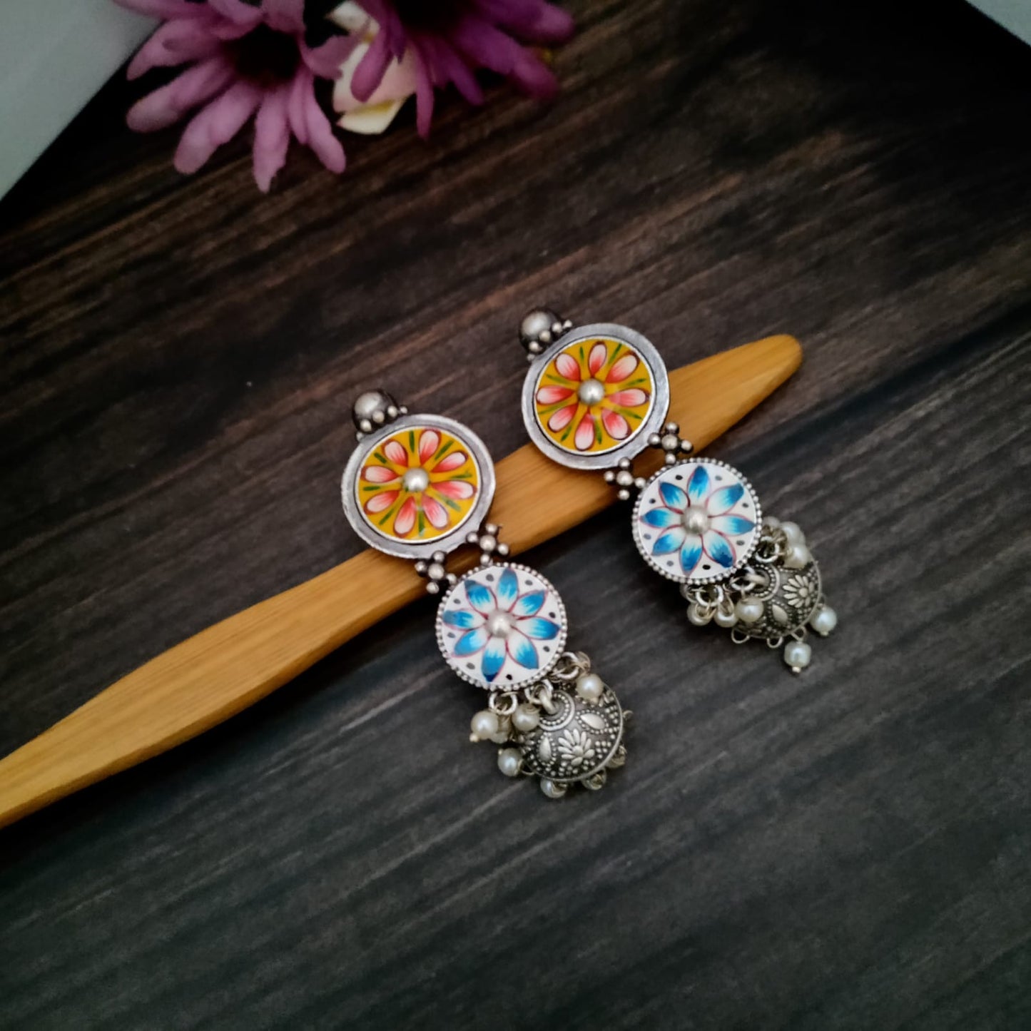 Handpainted exclusive earing with jumkha