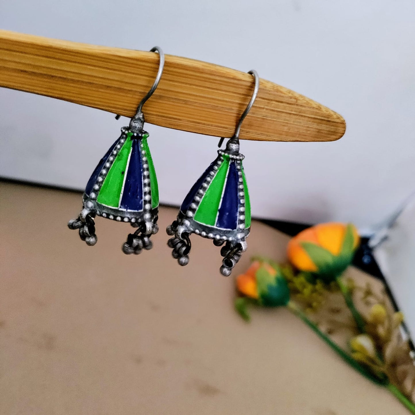 Hook jumka painted earring