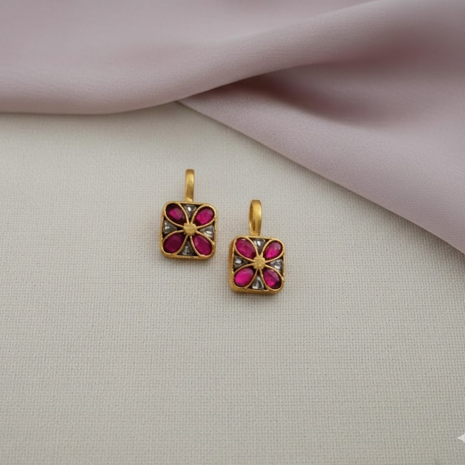 Jadau kundan Ruby and white stone earcuff