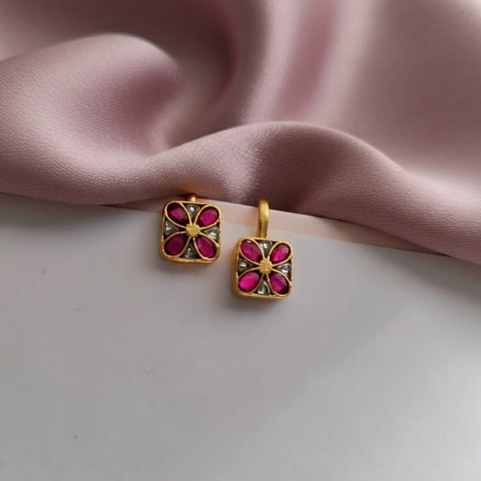 Jadau kundan Ruby and white stone earcuff