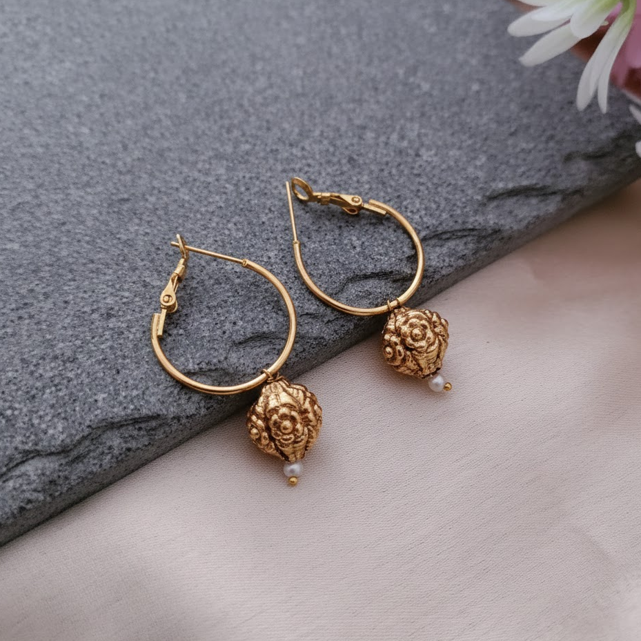Gold beaded earring