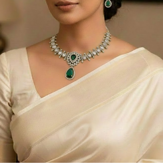 AD green stone necklace