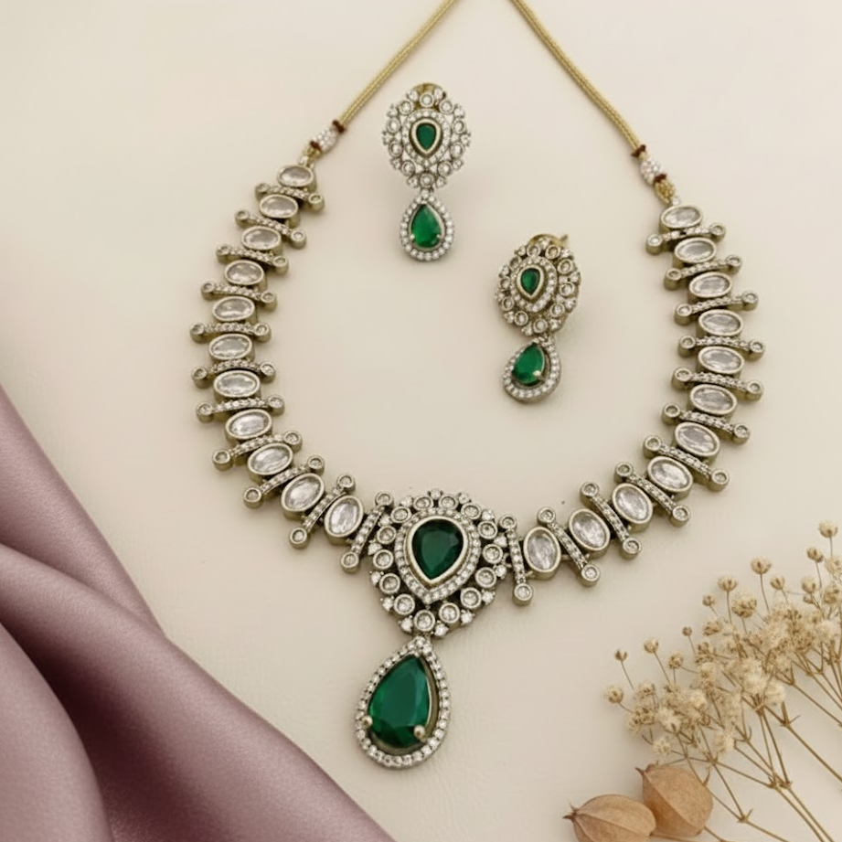 AD green stone necklace