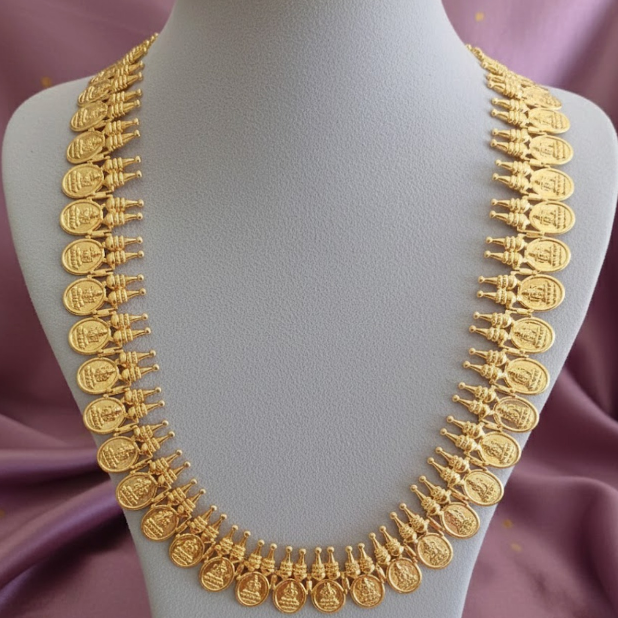 Lakshmi coin microplated long necklace