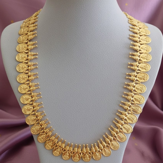 Lakshmi coin microplated long necklace