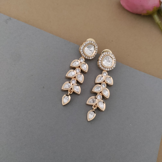 Polki stone earring layered