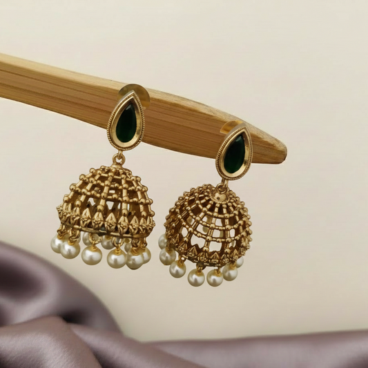 Green stone studded  jumkha