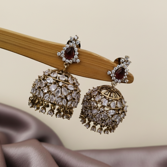 AD white stone studded jumkha