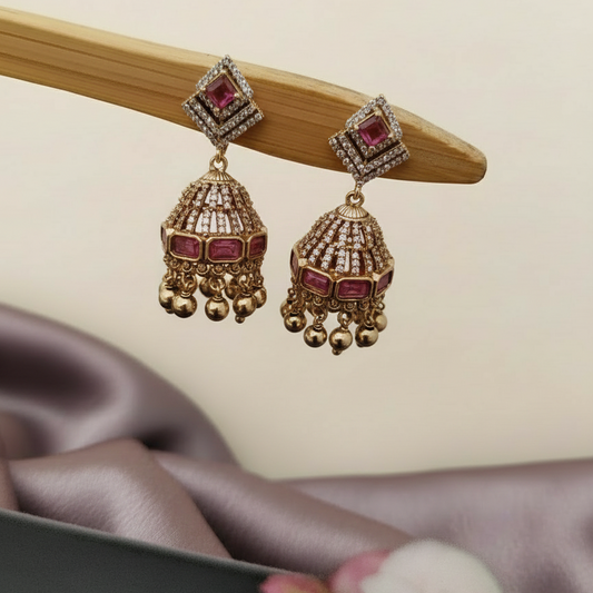 AD stone gold beaded jumkha