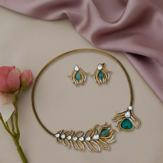 Jadau Kundan Peacock Feather  hasuli