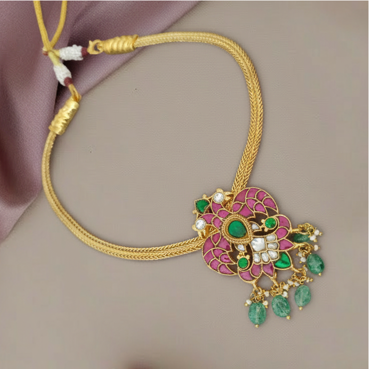 Gandaberunda Jadau kundan pendant choker