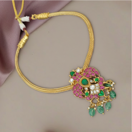 Gandaberunda Jadau kundan pendant choker