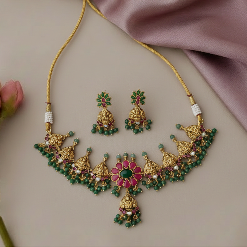 Lakshmi ruby stone chocker set