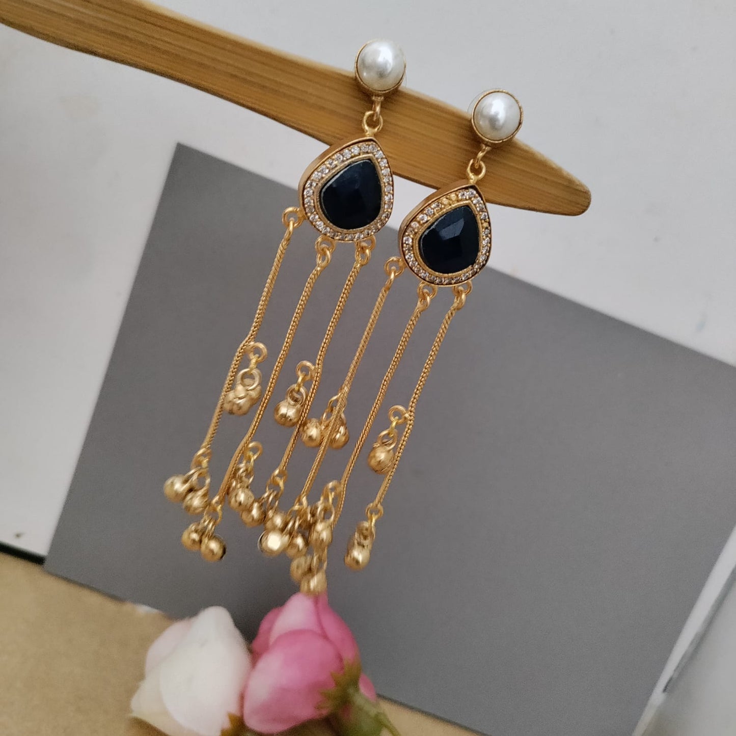 Pearl with drop stone Kashmiri earirng