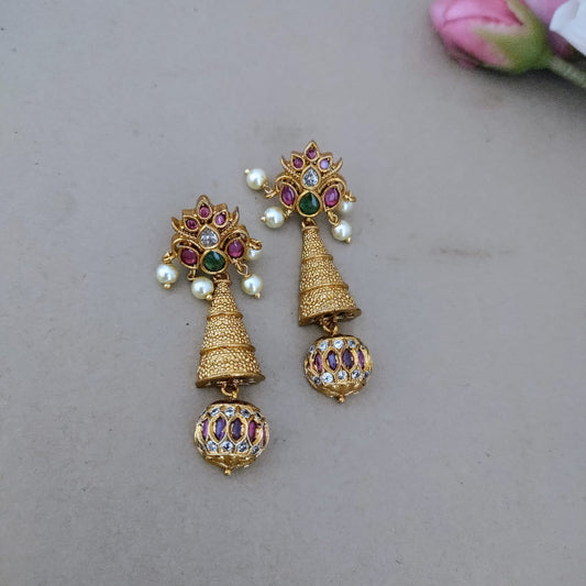 Premium stone Golden earring with drop