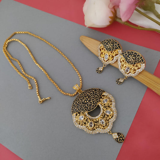 Black AD stone pendant set