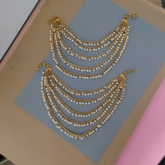 5 Layered pearl earchain