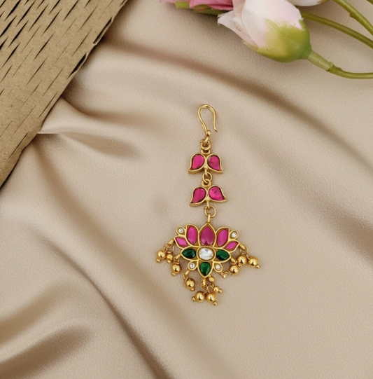 Lotus design Jadau kundan Tikka