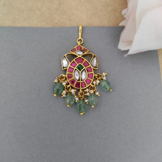 Jadau Kundan floral Tikka drop shaped