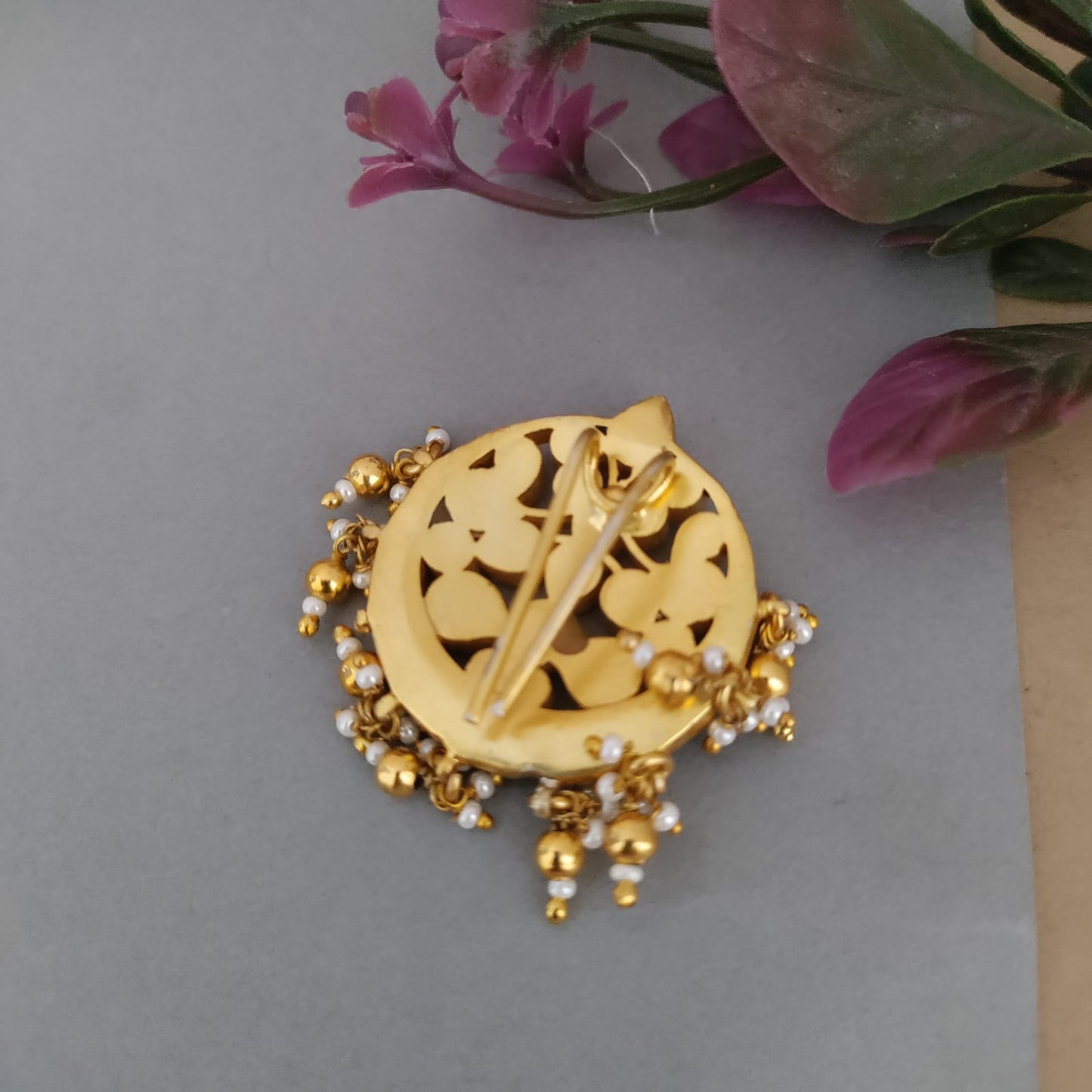 Jadau kundan Green Hair pin