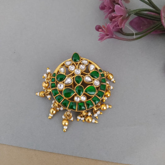 Jadau kundan Green Hair pin