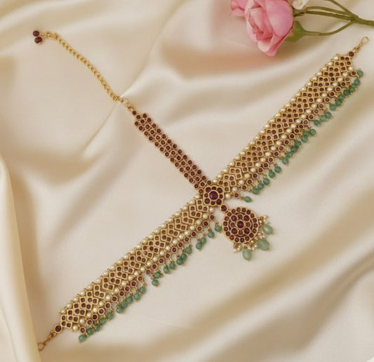 Kemp stone Ruby bridal Matha patti/Head set
