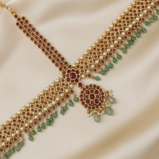 Kemp stone Ruby bridal Matha patti/Head set