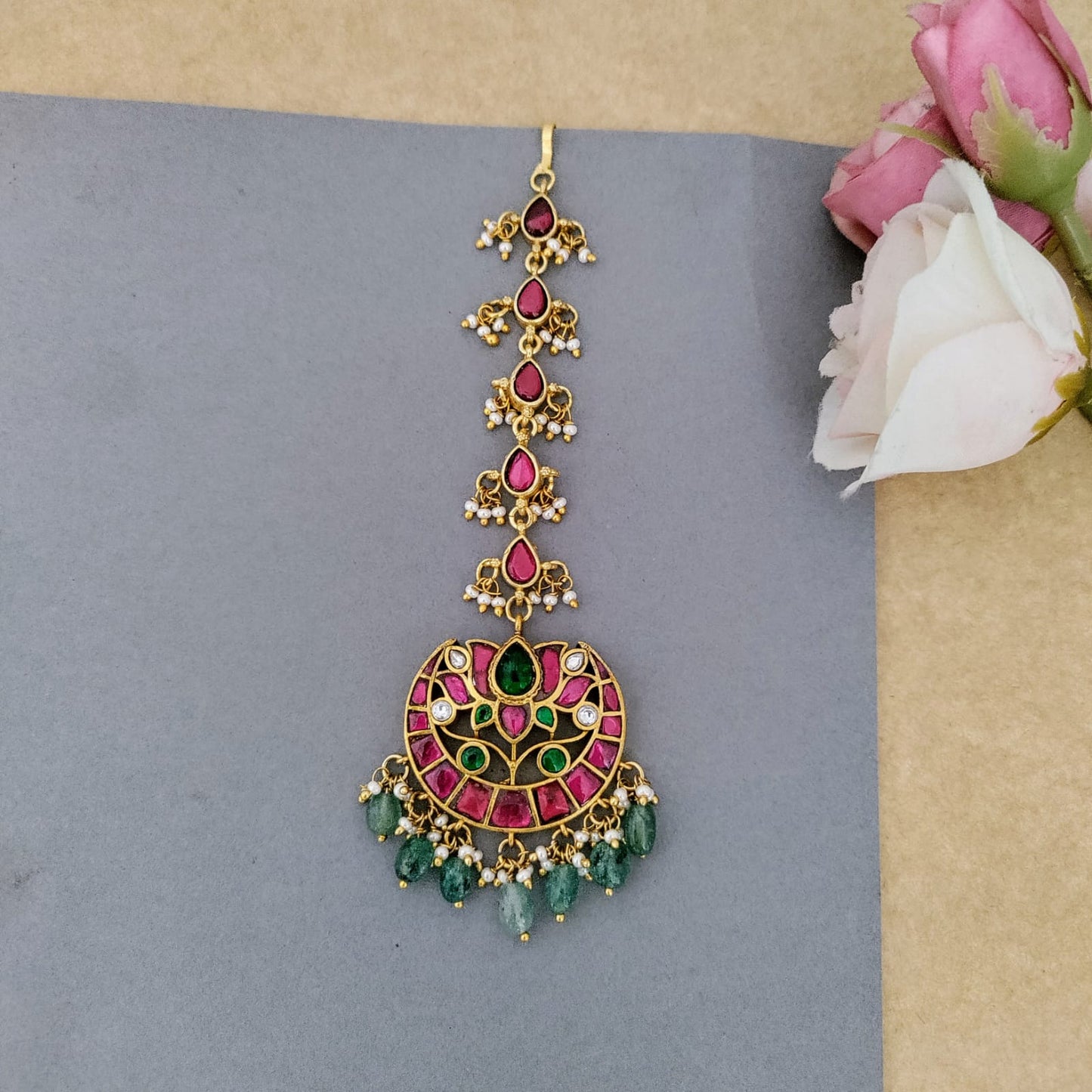 Lotus design Maang tikka