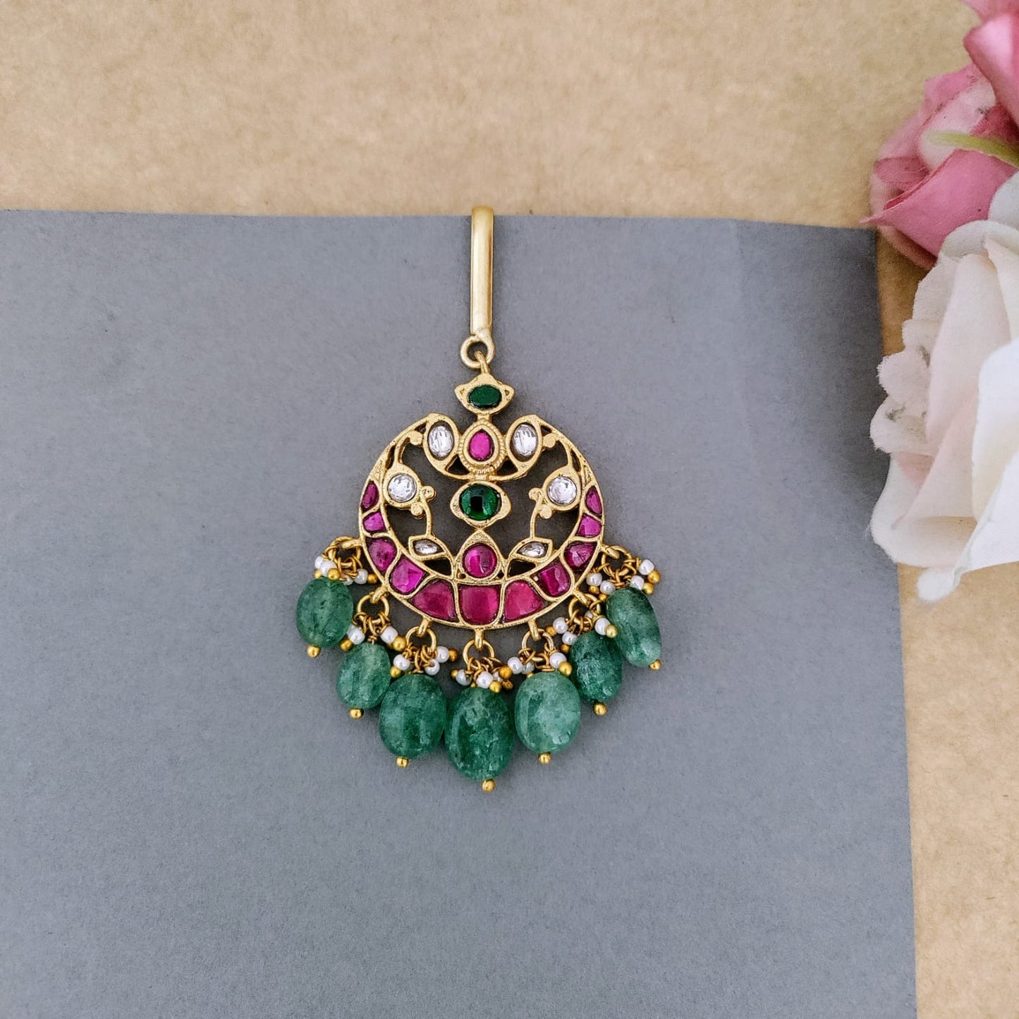 Jadau Kundan Lotus Tikka