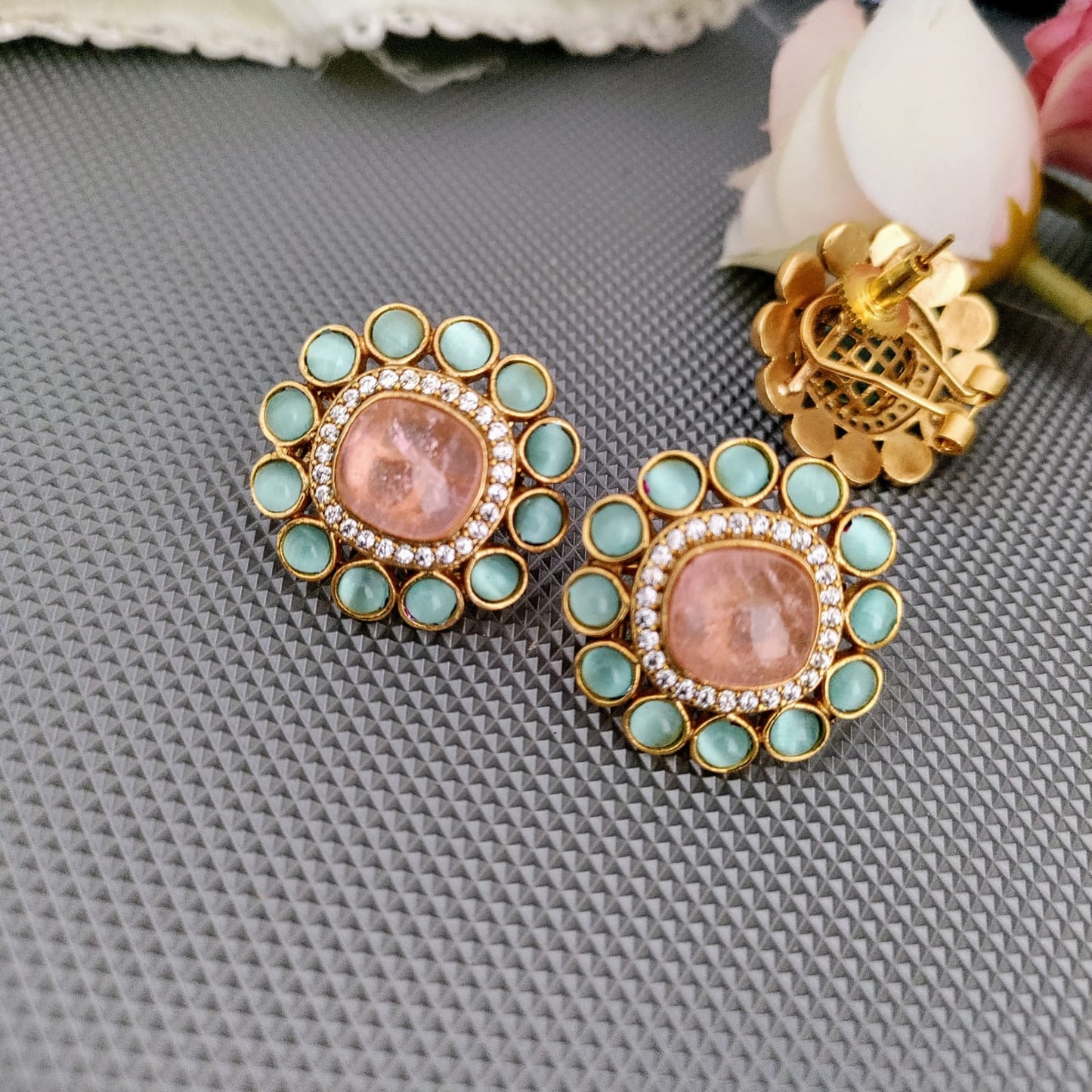 Jadau Kundan semiprecious stone Stud