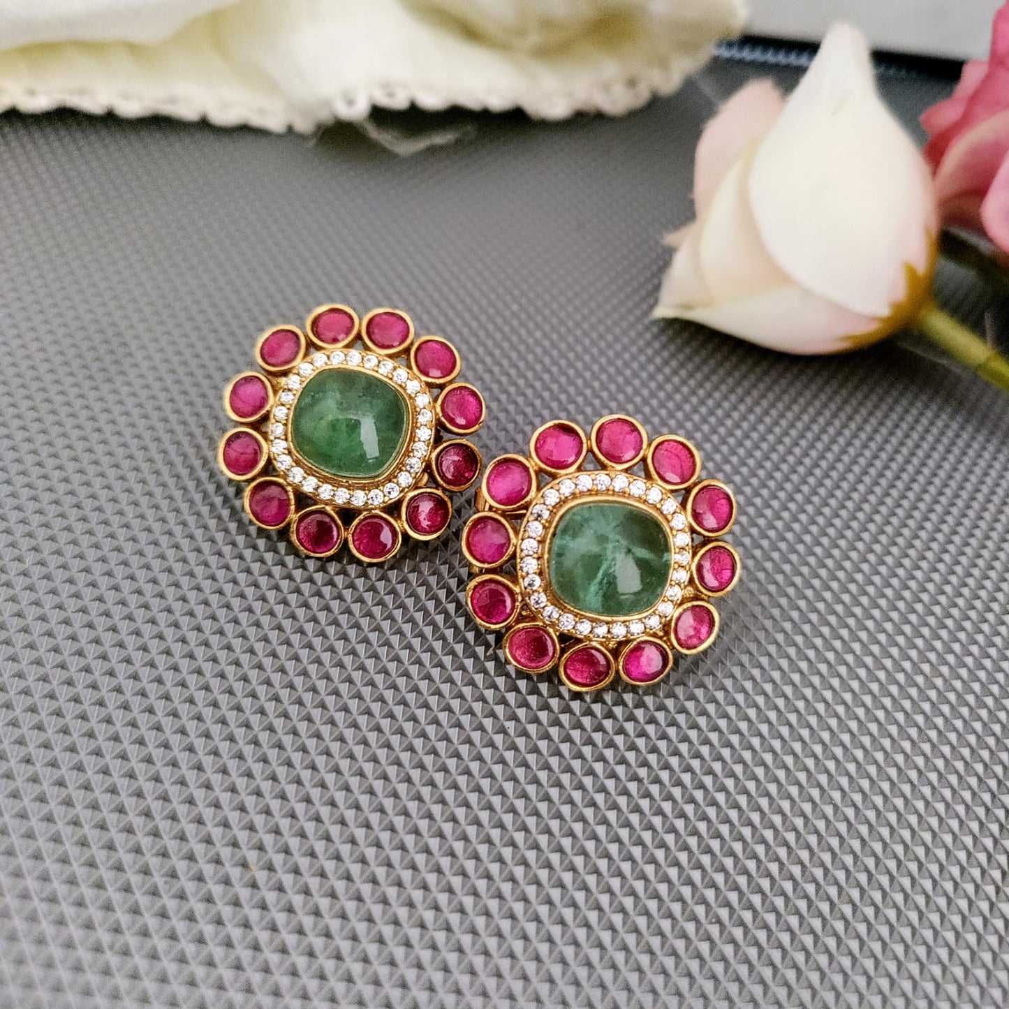 Jadau Kundan semiprecious stone Stud