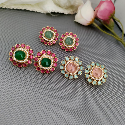 Jadau Kundan semiprecious stone Stud