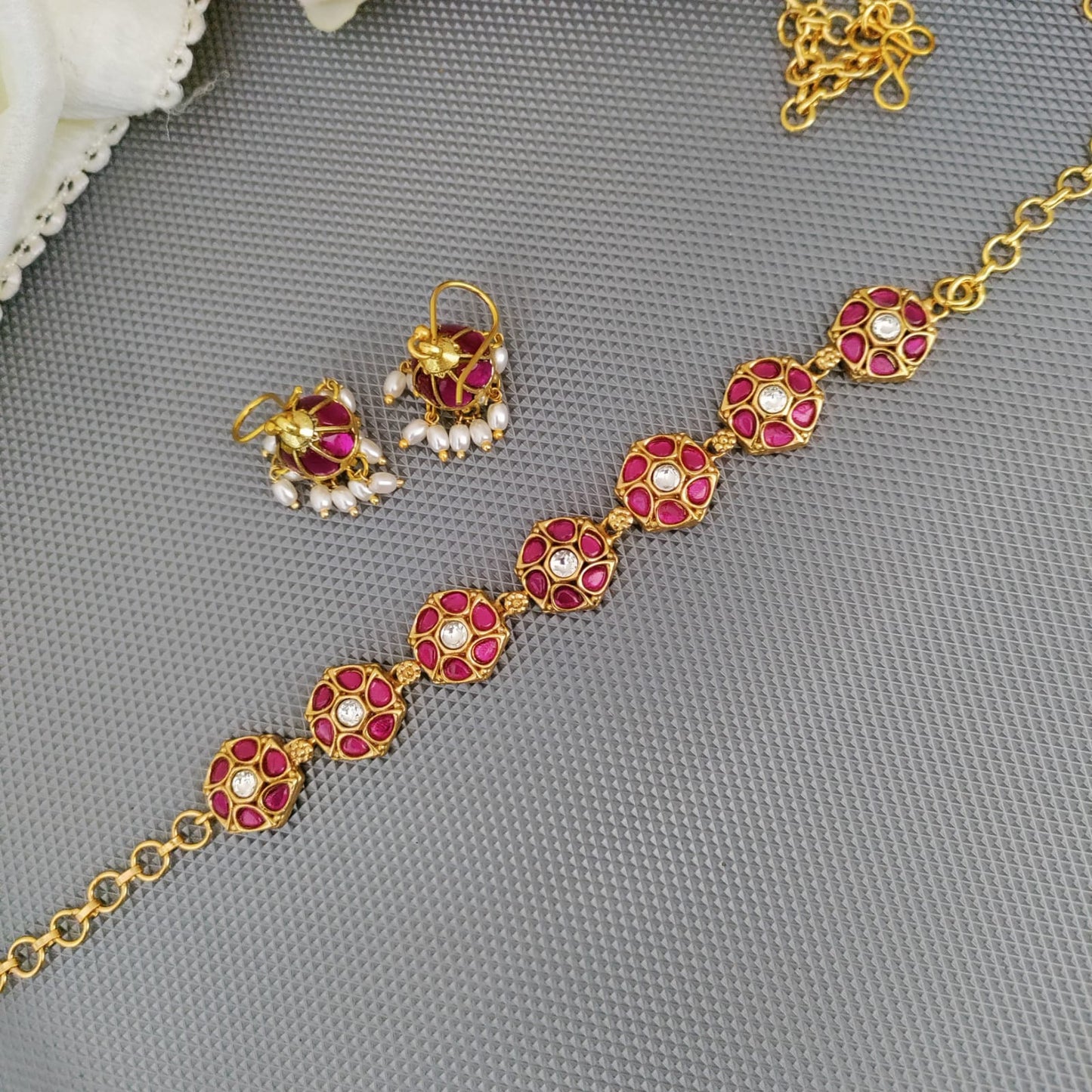 Ruby stone jadau kundan choker