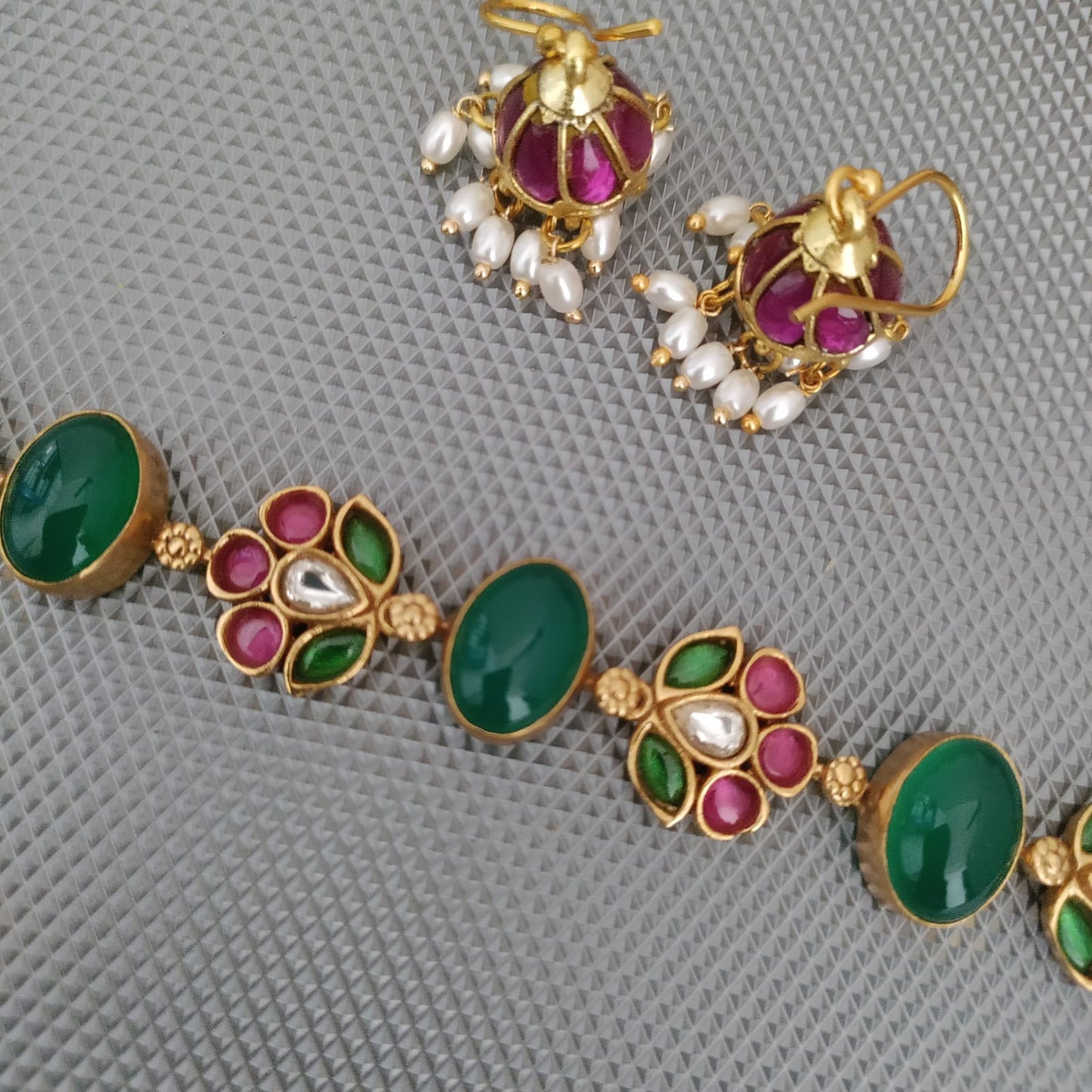 Flower design Jadau kundan green choker