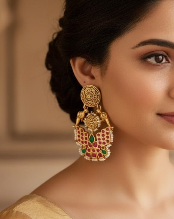 Garuda jadau stone earring