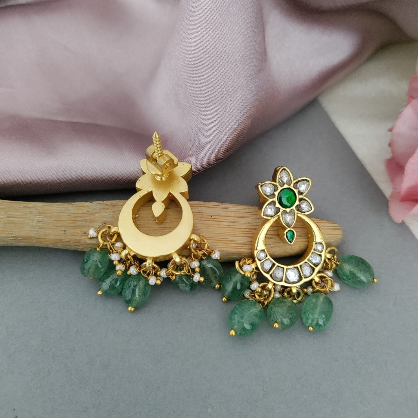 White stone bali jadau earring