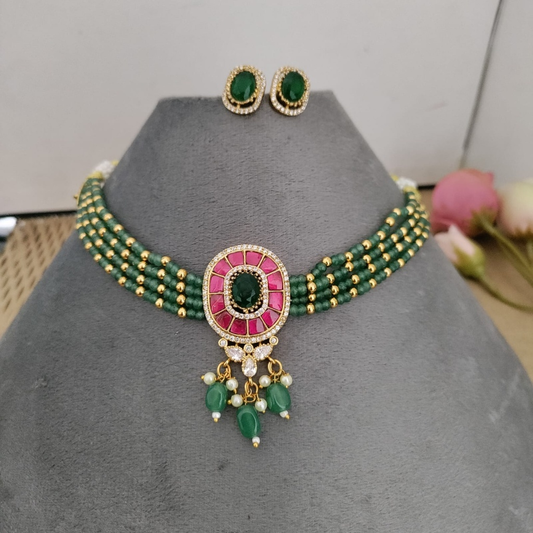 Jadau kundan pendant 4 layered choker