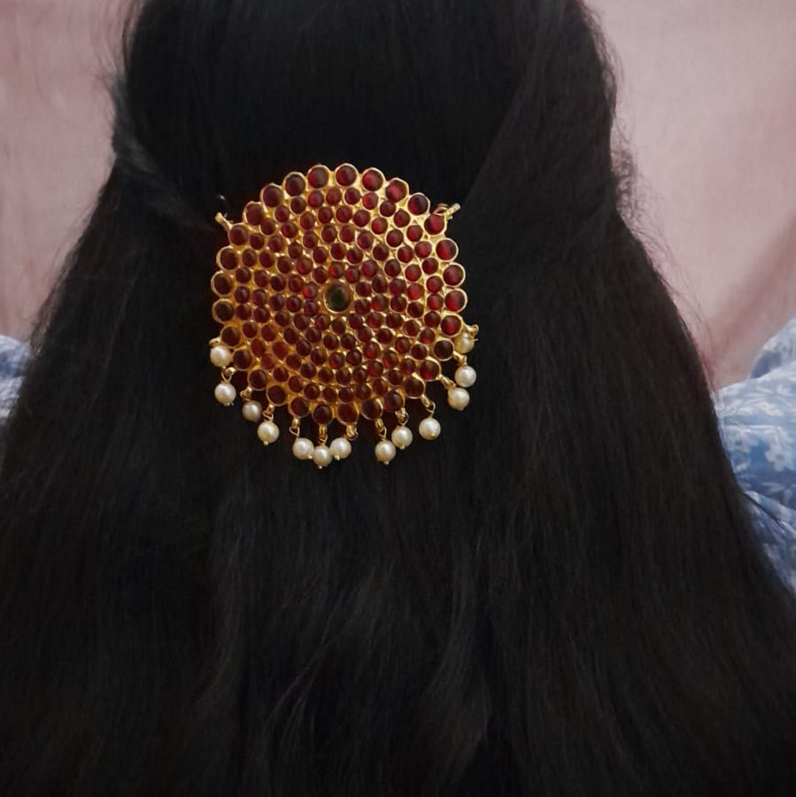 Bharathanatyan kemp Jada billa / Hari pin round shaped Round kemp hair pin