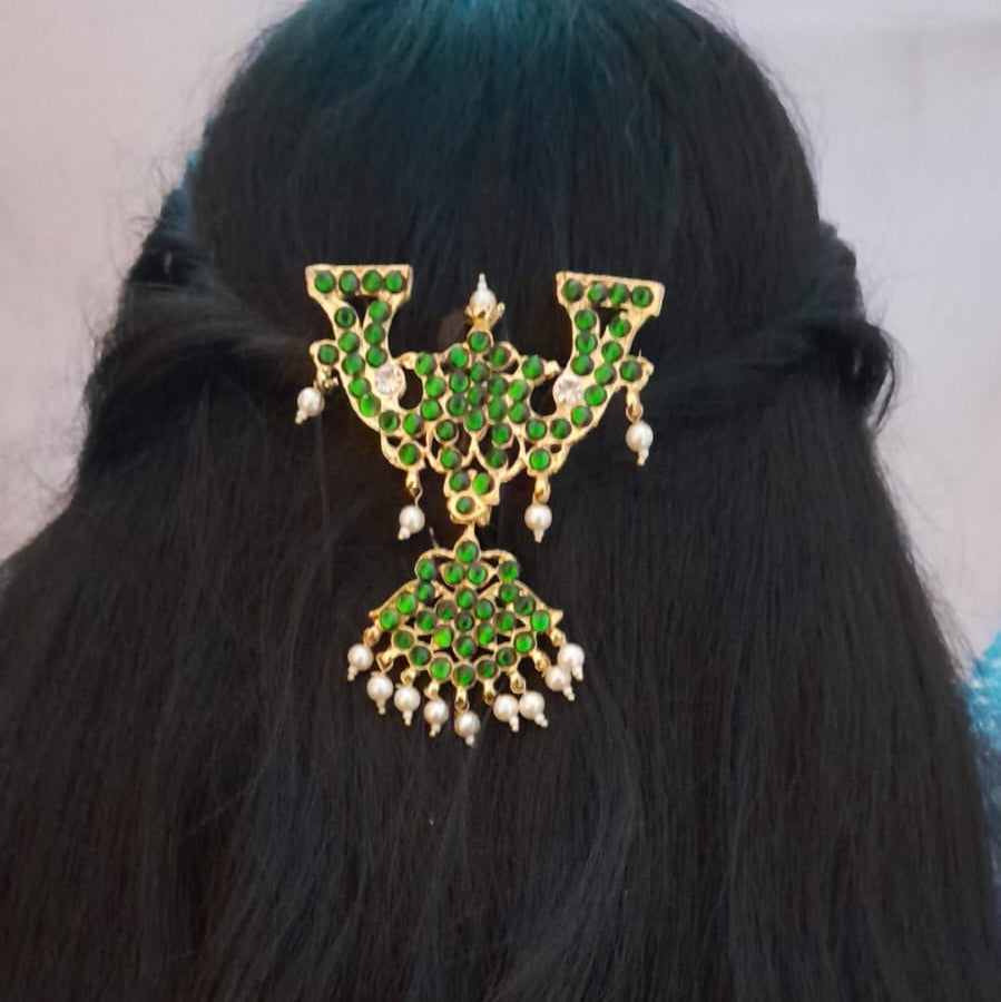 Bharathanatyan kemp Jada billa / Hari pin  green
