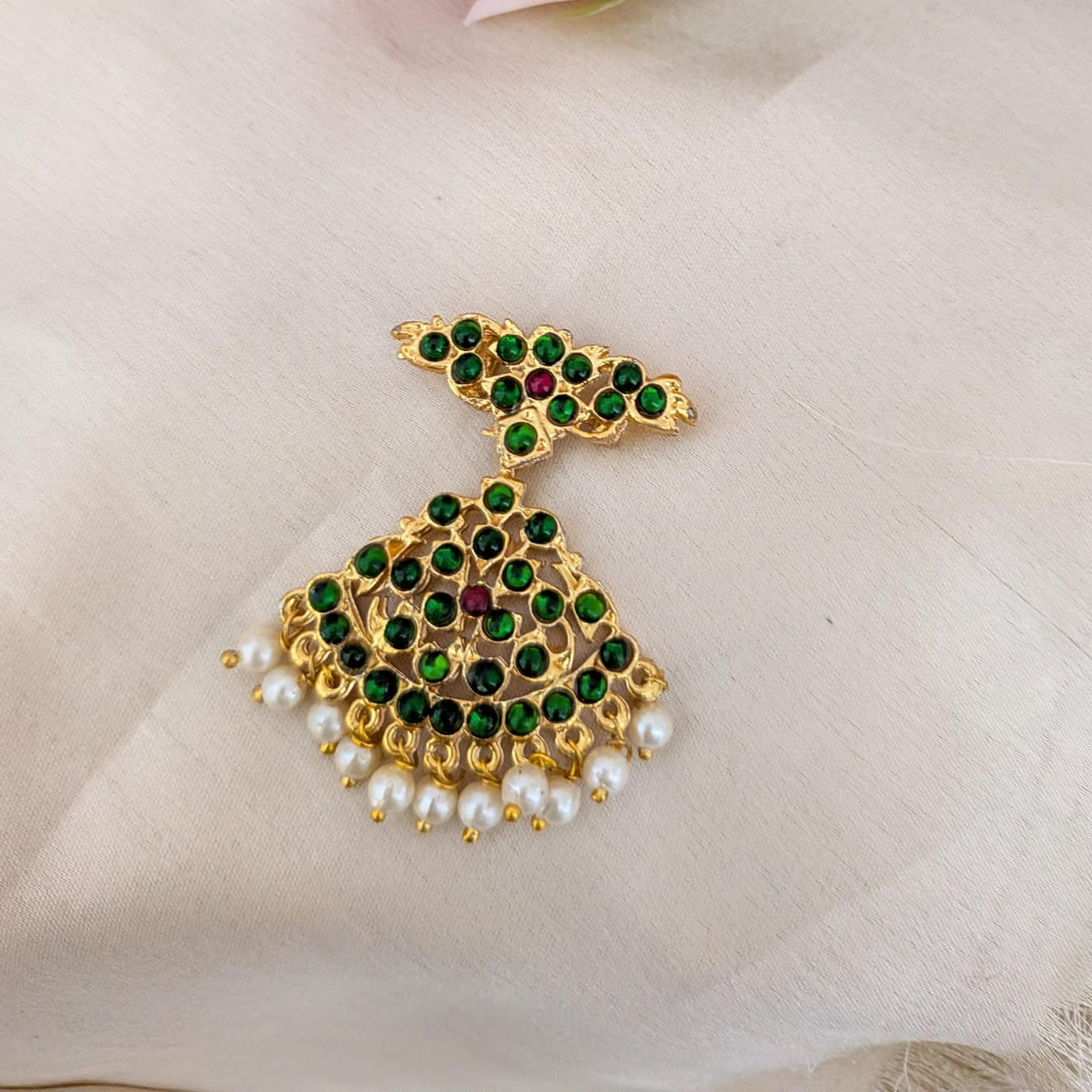 Bharathanatyan kemp Jada billa / Hari pin  green with ruby