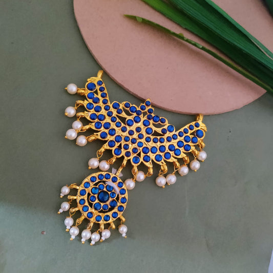 Bharathanatyan kemp Jada billa / Hari pin  blue with pearl drop