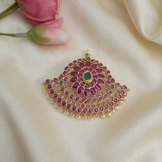 Antique gold kemp stone hair pin