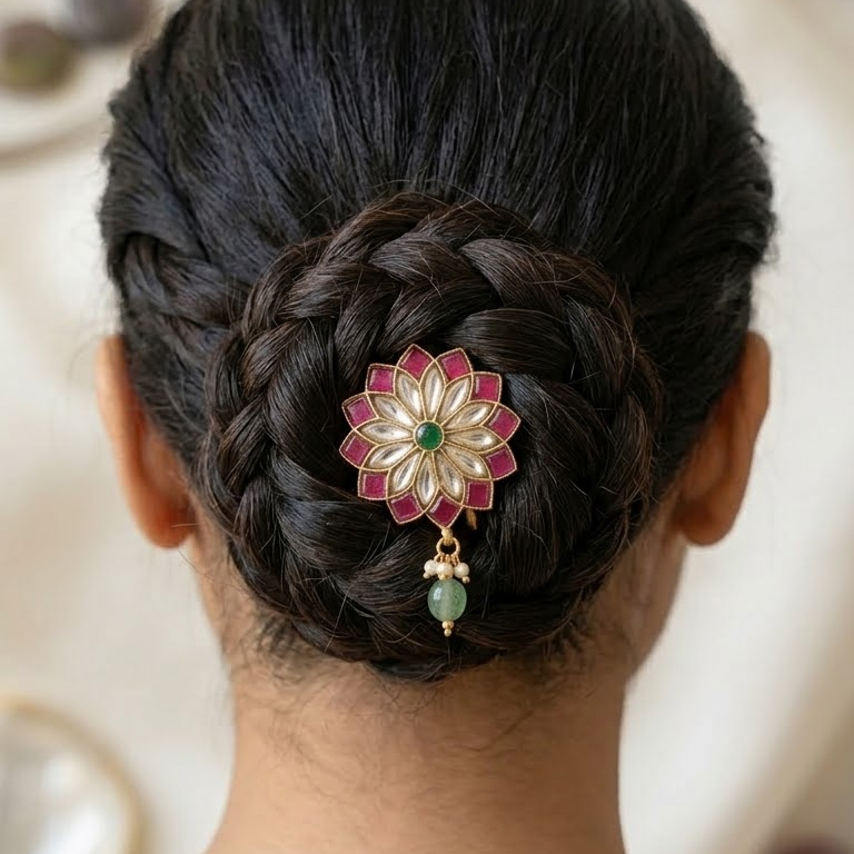 Jadau kundan flower  hair pin