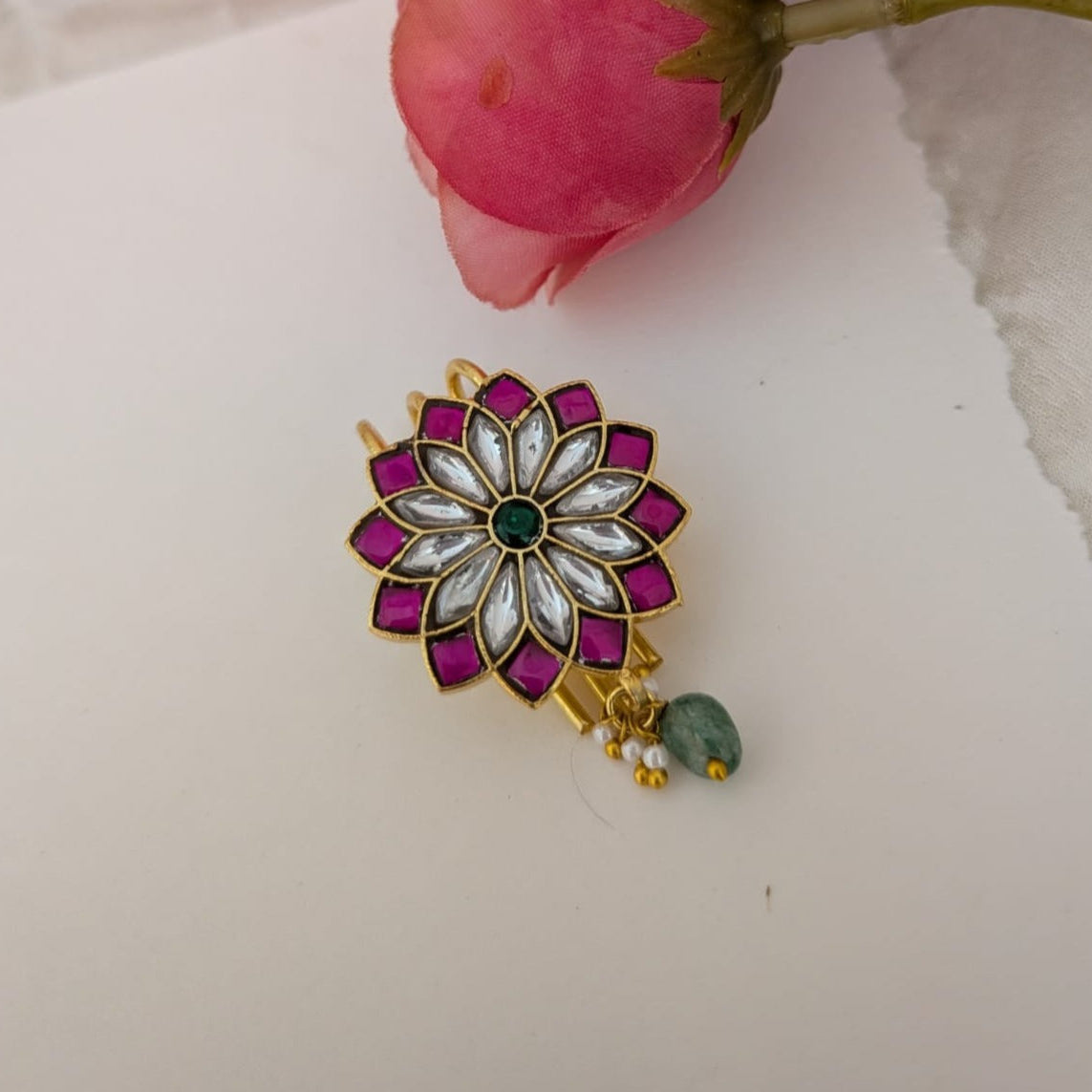 Jadau kundan flower  hair pin