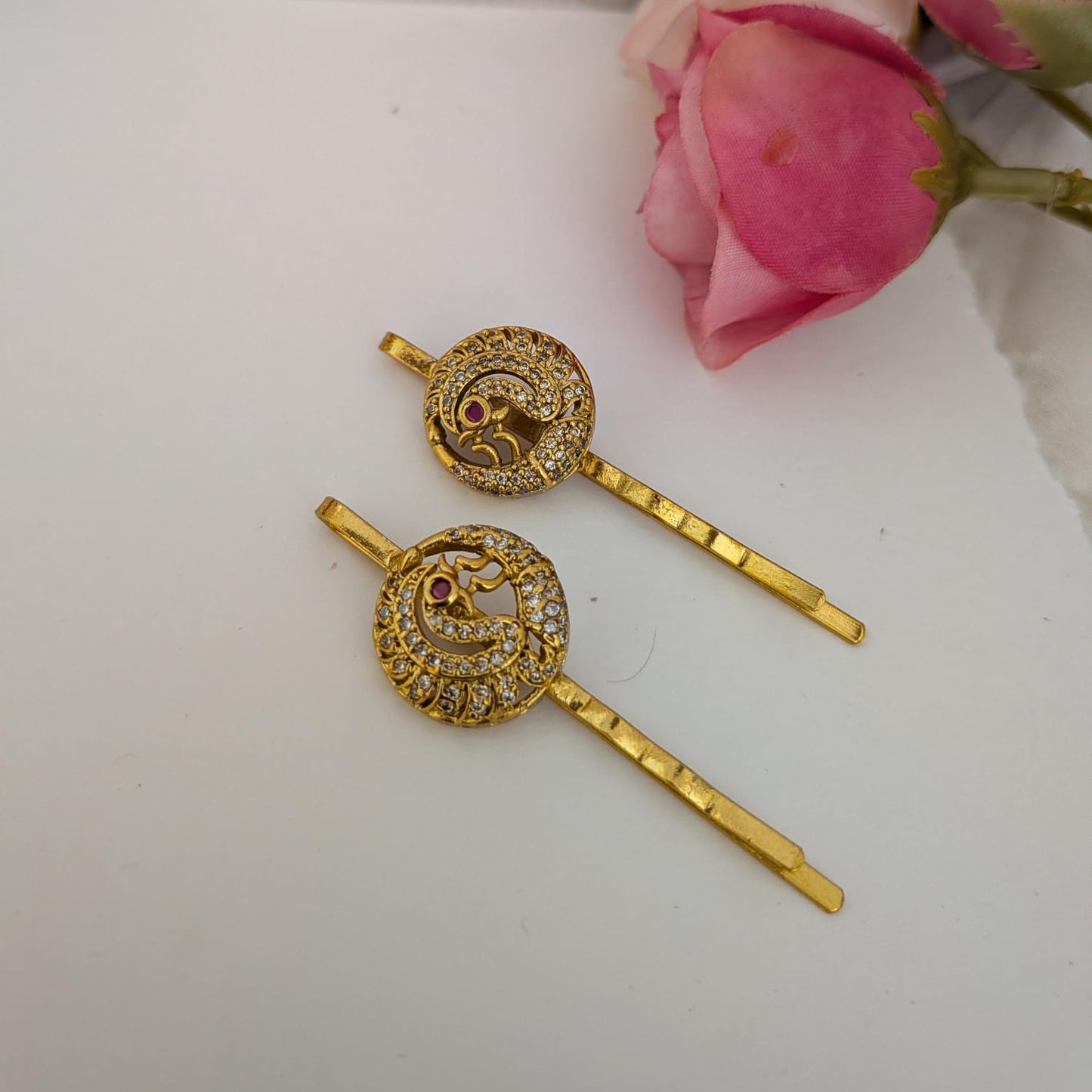 AD peacock hair pin