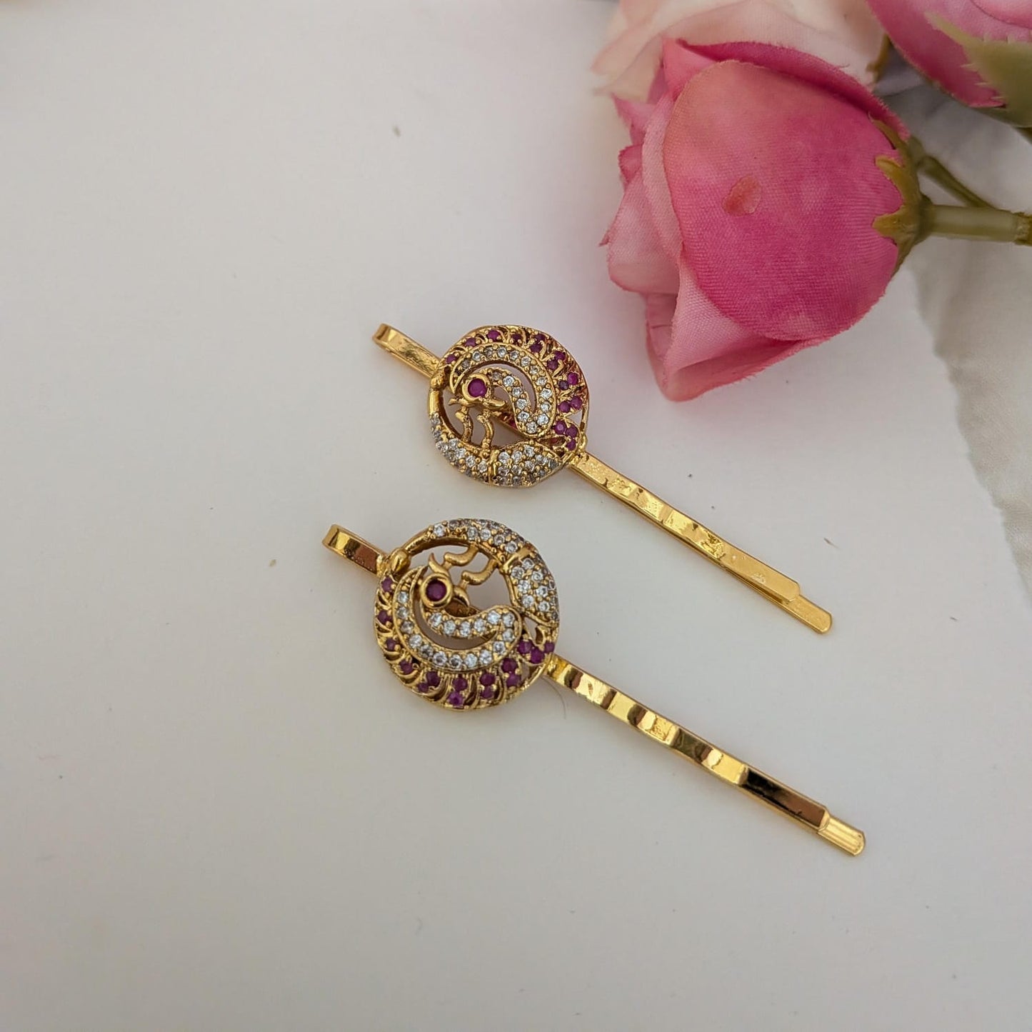 AD peacock hair pin